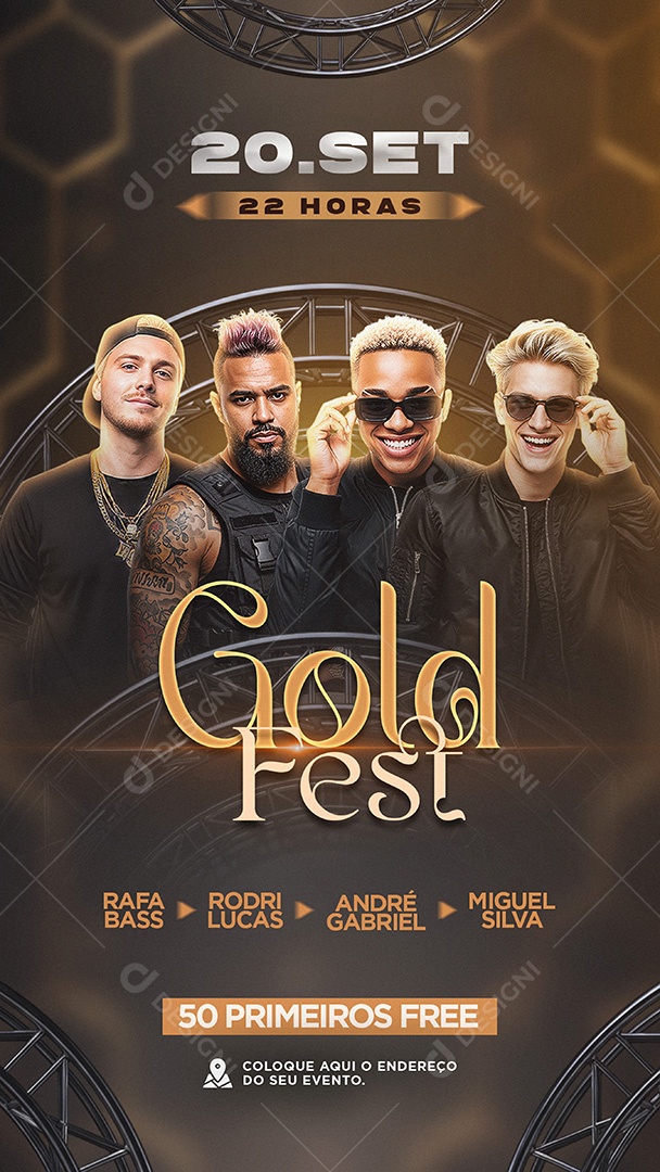 Flyer Gold Fest Story Social Media PSD Editável