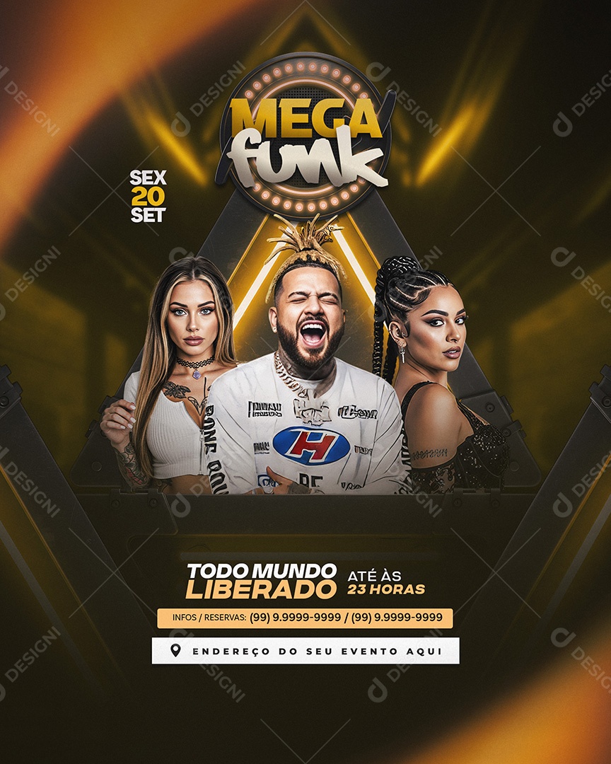 Flyer Mega Funk Feed Social Media PSD Editável