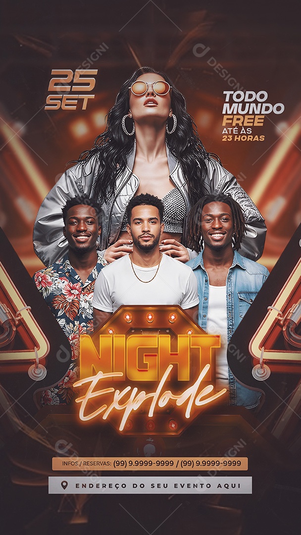 Flyer Night Explode Story Social Media PSD Editável