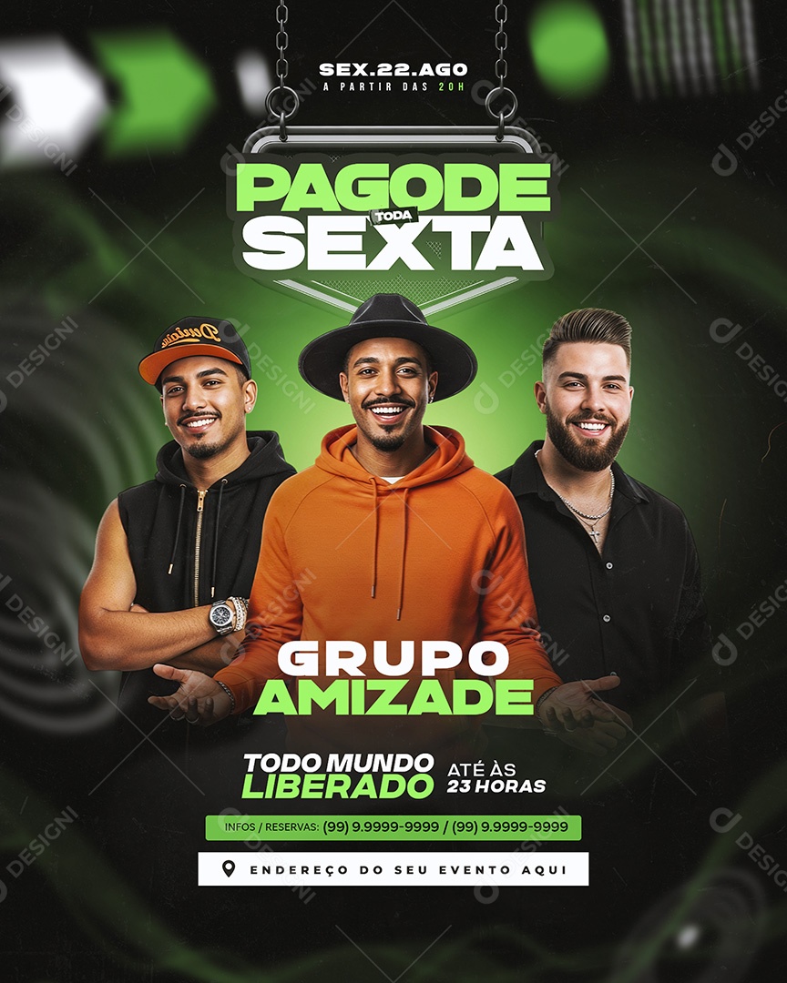 Flyer Pagode Toda Sexta Feed Social Media PSD Editável