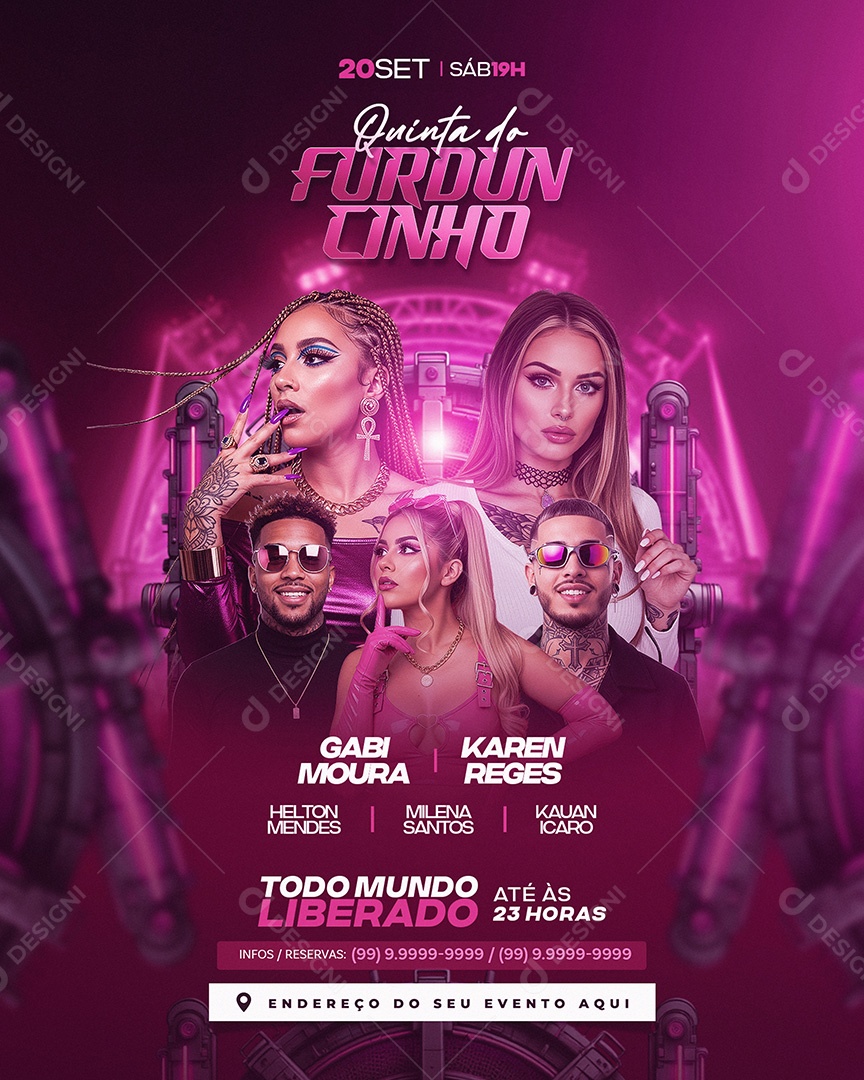 Flyer Quinta do Furduncinho Feed Social Media PSD Editável