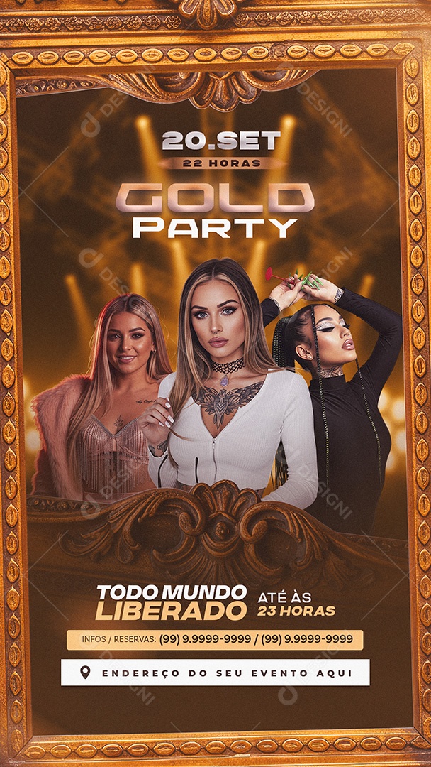 Flyer Story Gold Fest Social Media PSD Editável