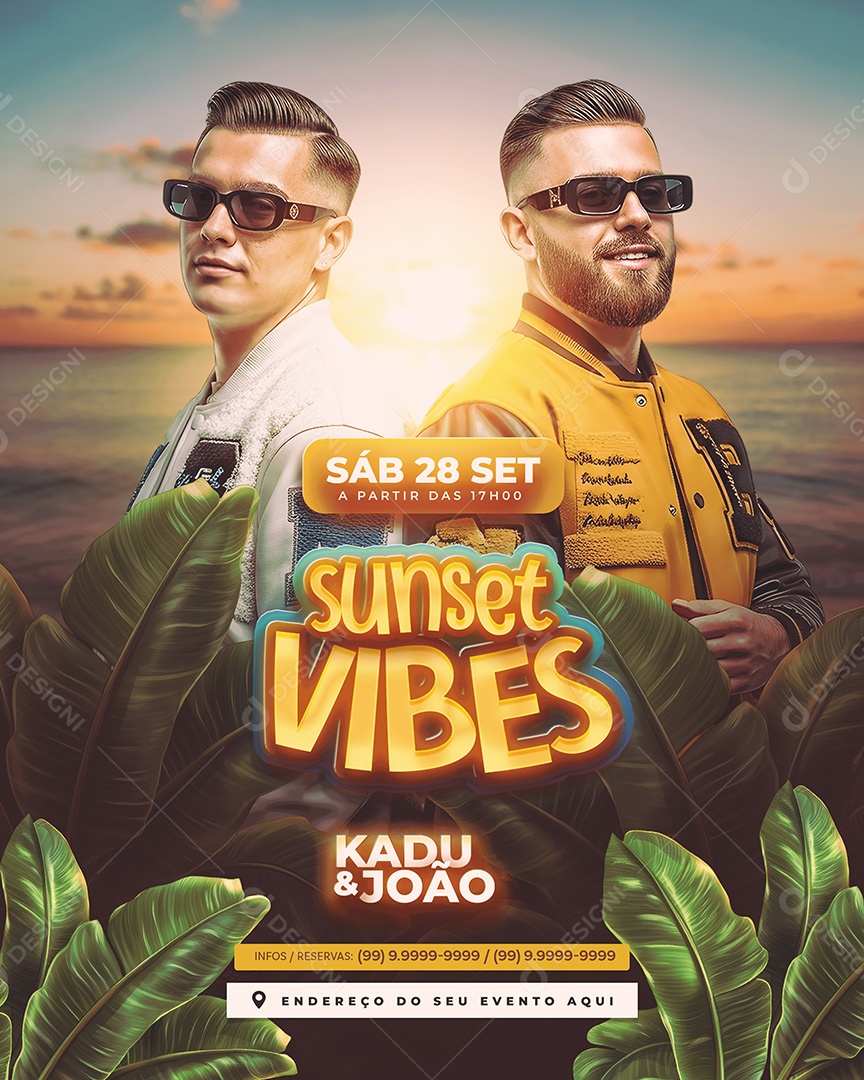 Flyer Sunset Vibes Feed Social Media PSD Editável