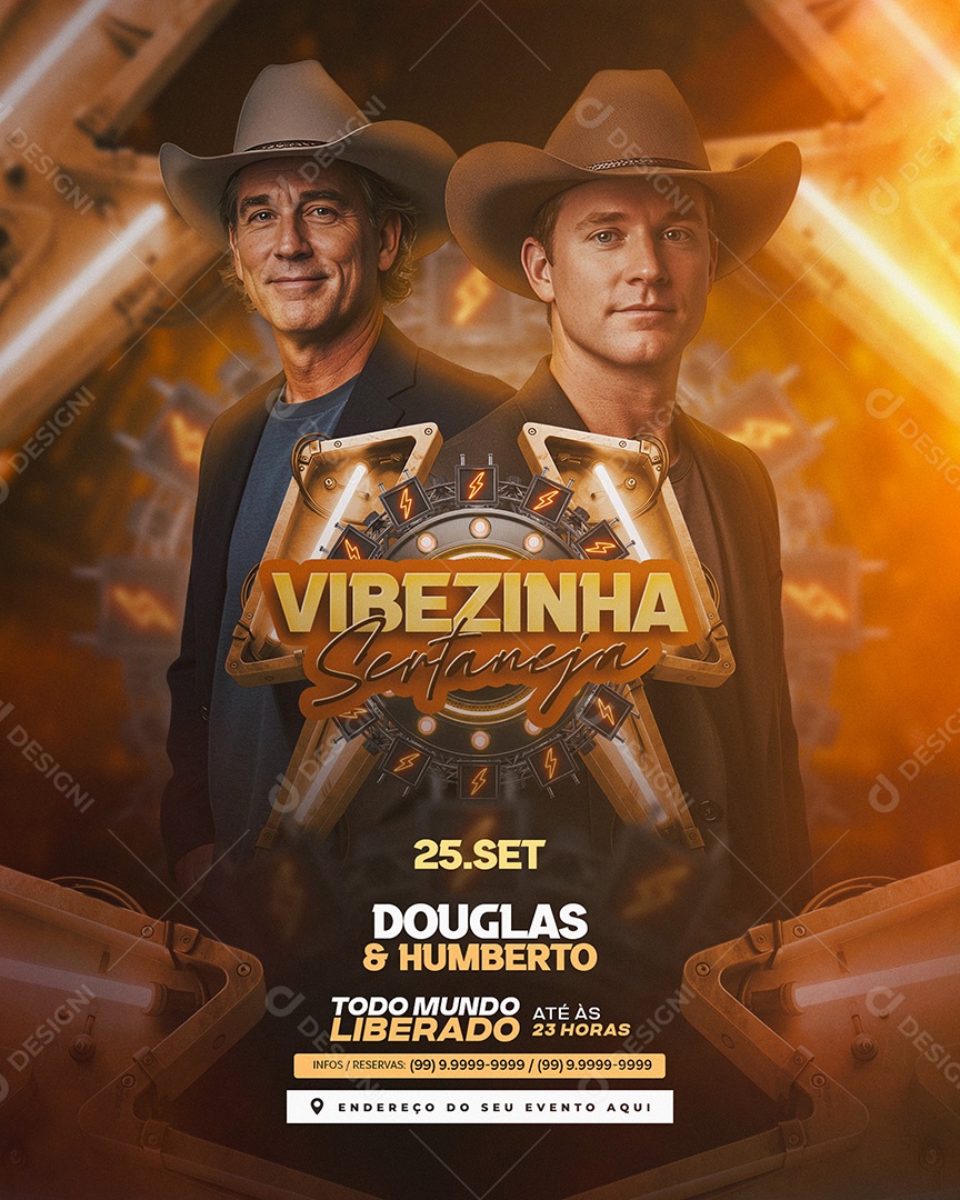Flyer Vibezinha Sertaneja Feed Social Media PSD Editável
