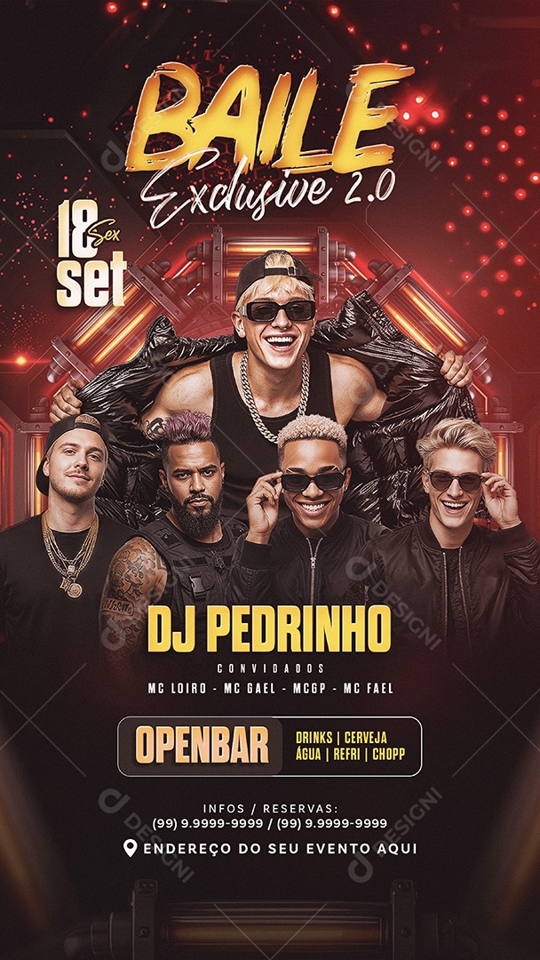 Story Flyer Baile Exclusive Social Media PSD Editável