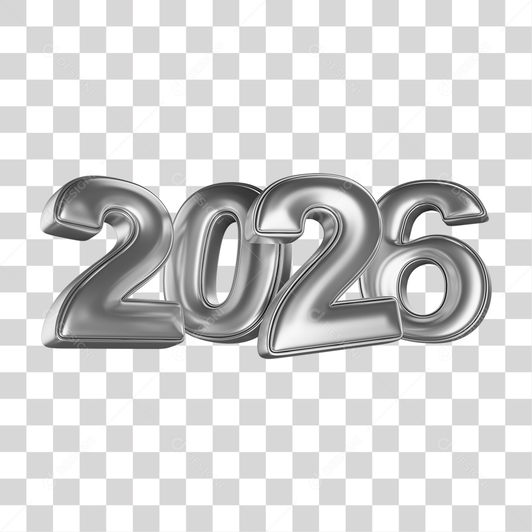 Balões Prateado de 2026 PNG Transparente