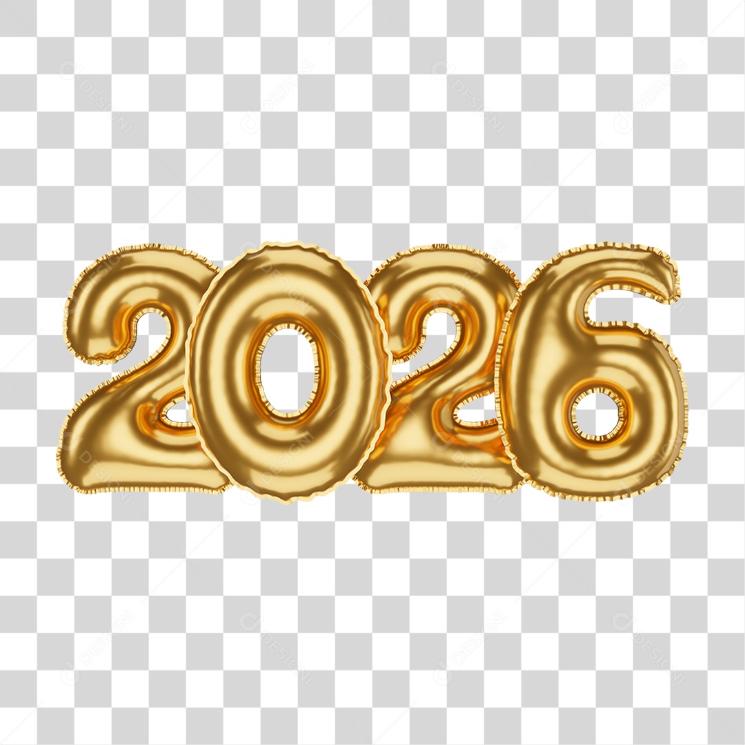 Balões Dourado de 2026 PNG Transparente