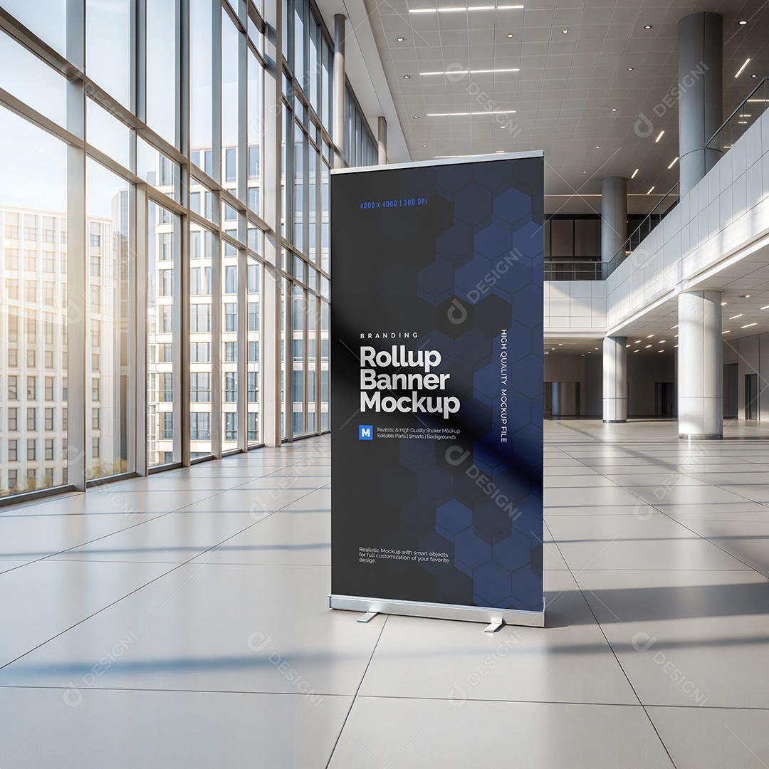 Banner com Sistema de Rolamento Mockup PSD Editável