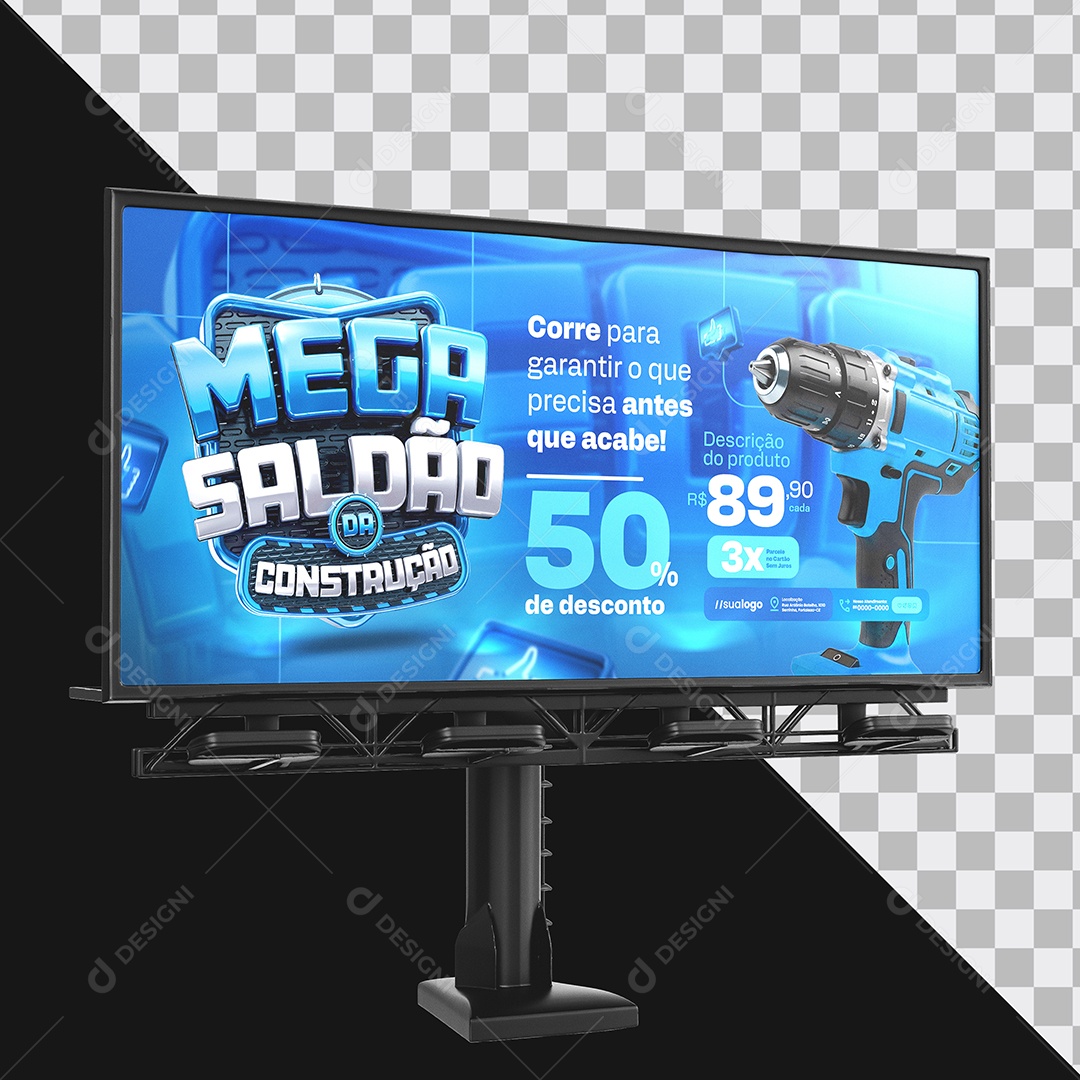 Mockup Outdoor Mega Saldão da Construção PSD Editável