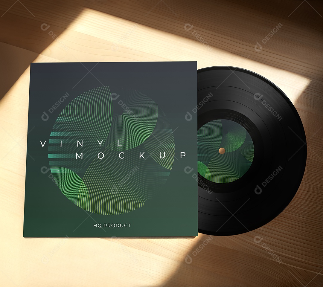 Mockup Disco de Vinil PSD Editável
