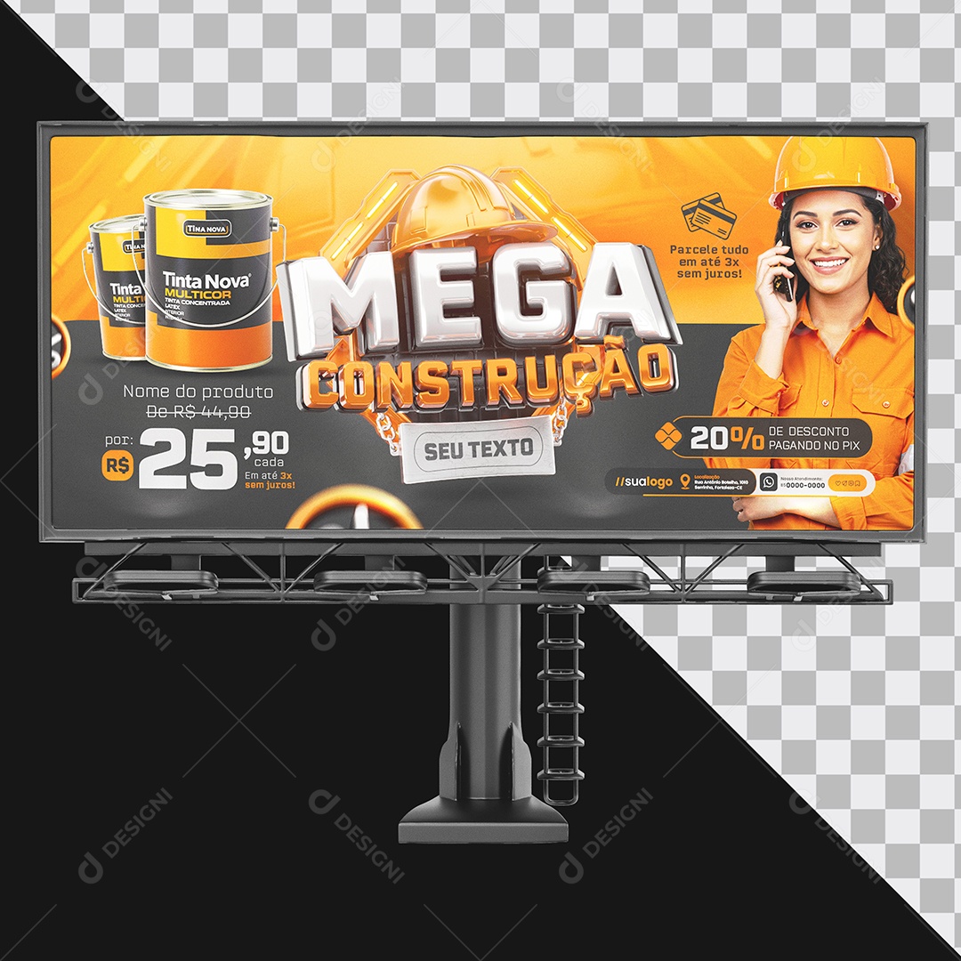 Mockup Outdoor Mega Construção PSD Editável