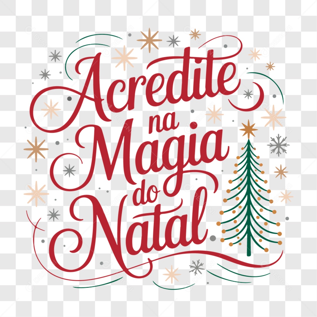 Lettering Acredite na Magia do Natal EPS + PNG