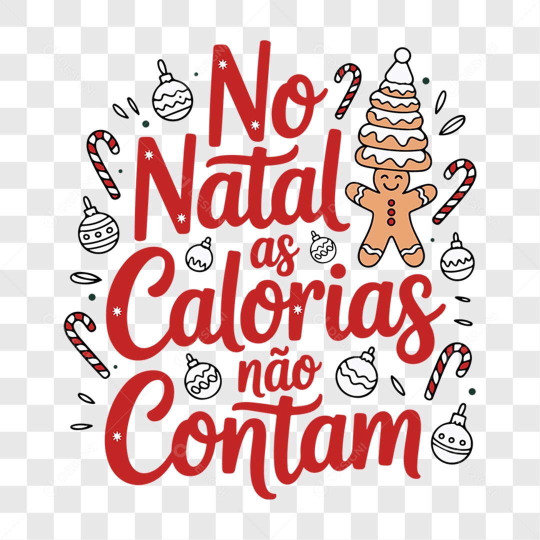 Lettering No Natal As Calorias Não Contam EPS + PNG