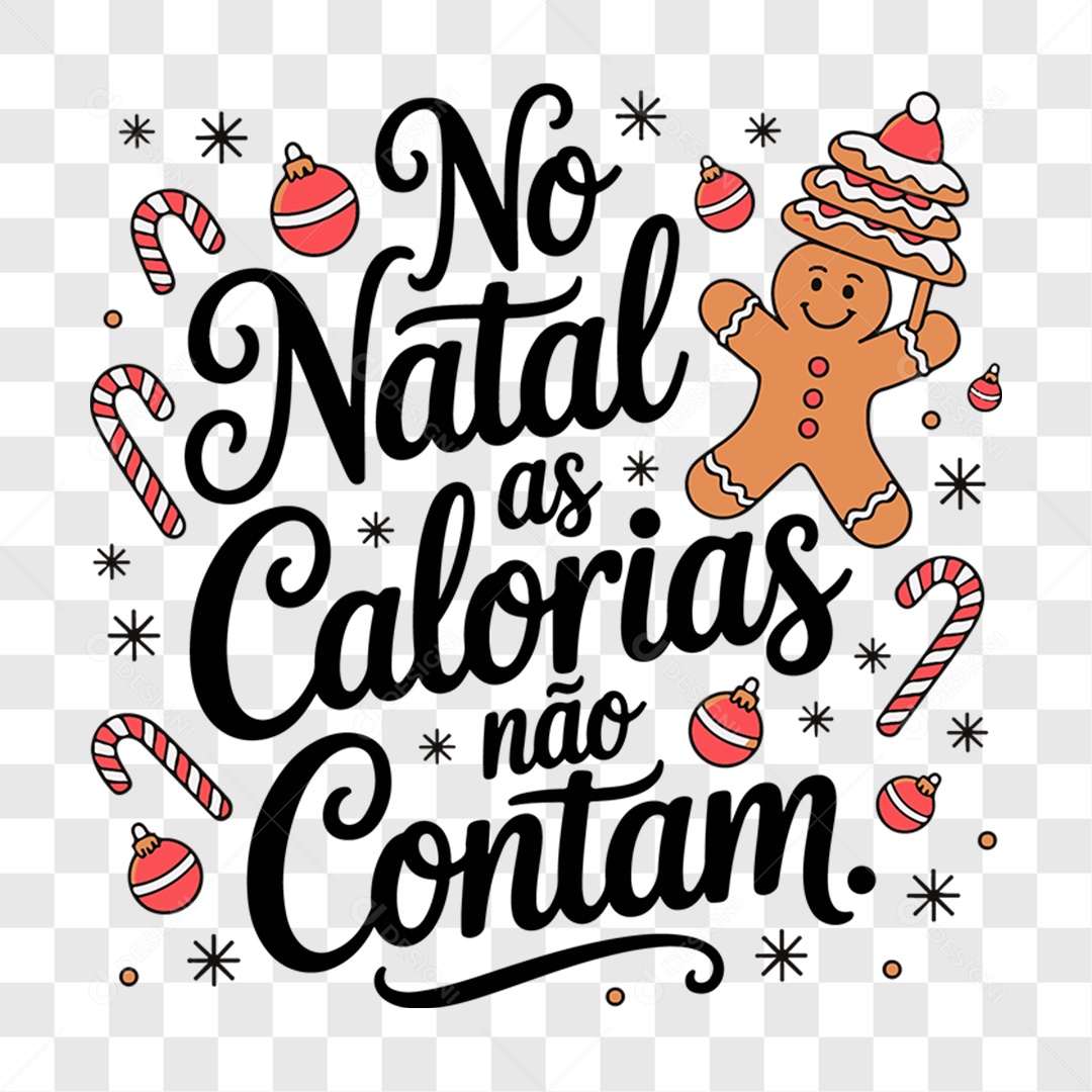 Lettering No Natal As Calorias Não Contam EPS + PNG