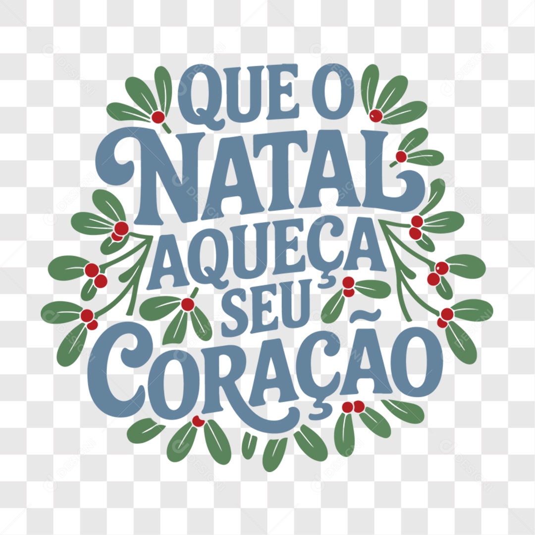 Lettering Que o Natal Aqueça Seu Coração EPS + PNG