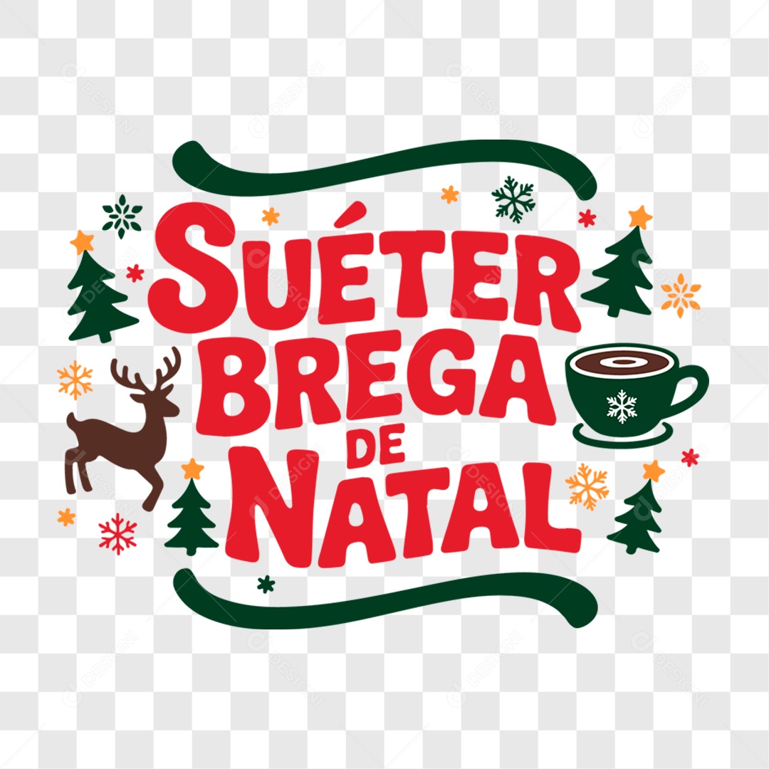 Lettering Suéter Brega de Natal EPS + PNG