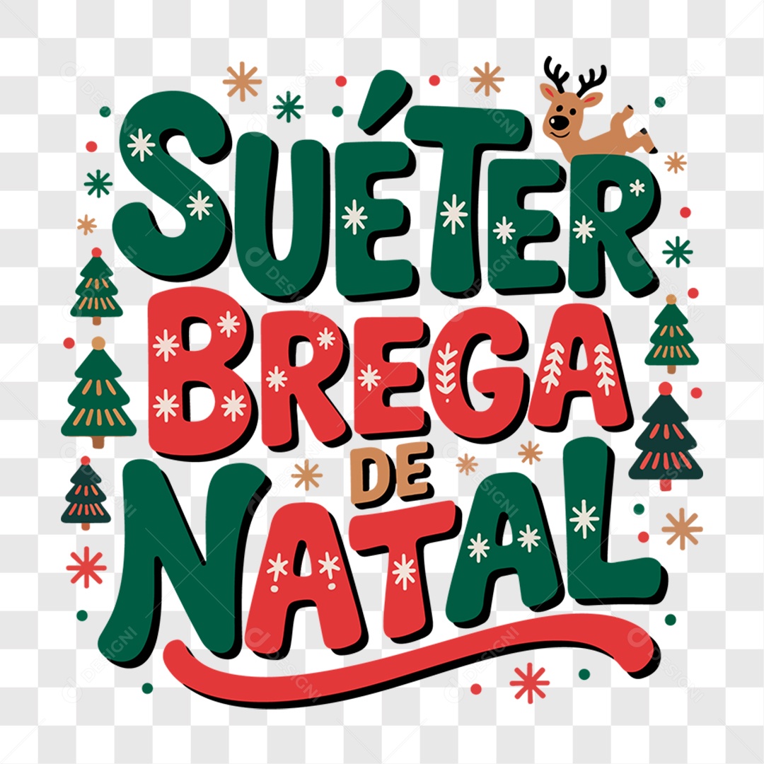 Lettering Suéter Brega de Natal EPS + PNG