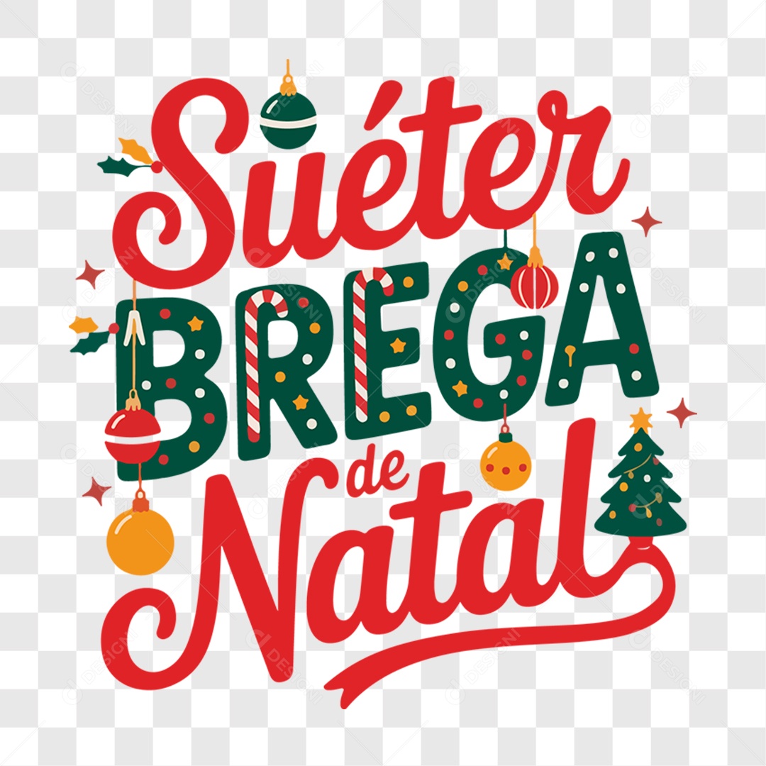 Lettering Suéter Brega de Natal EPS + PNG