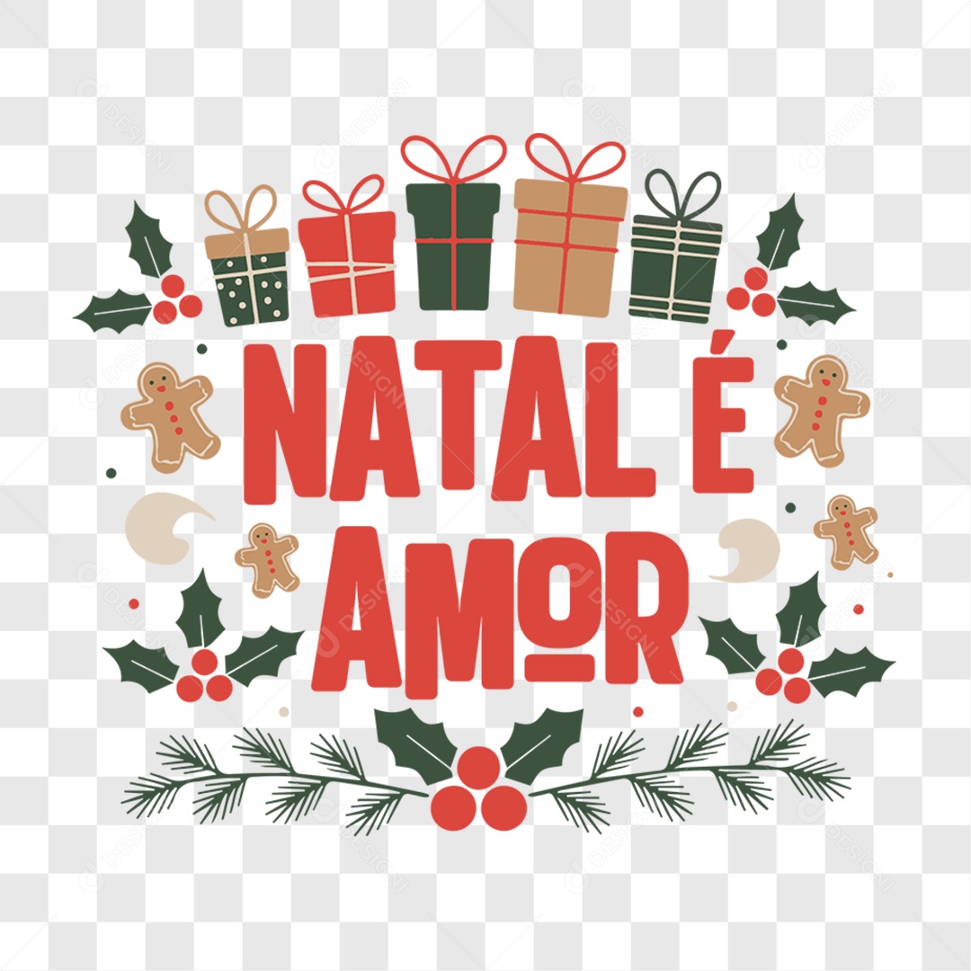 Lettering Natal é Amor EPS + PNG