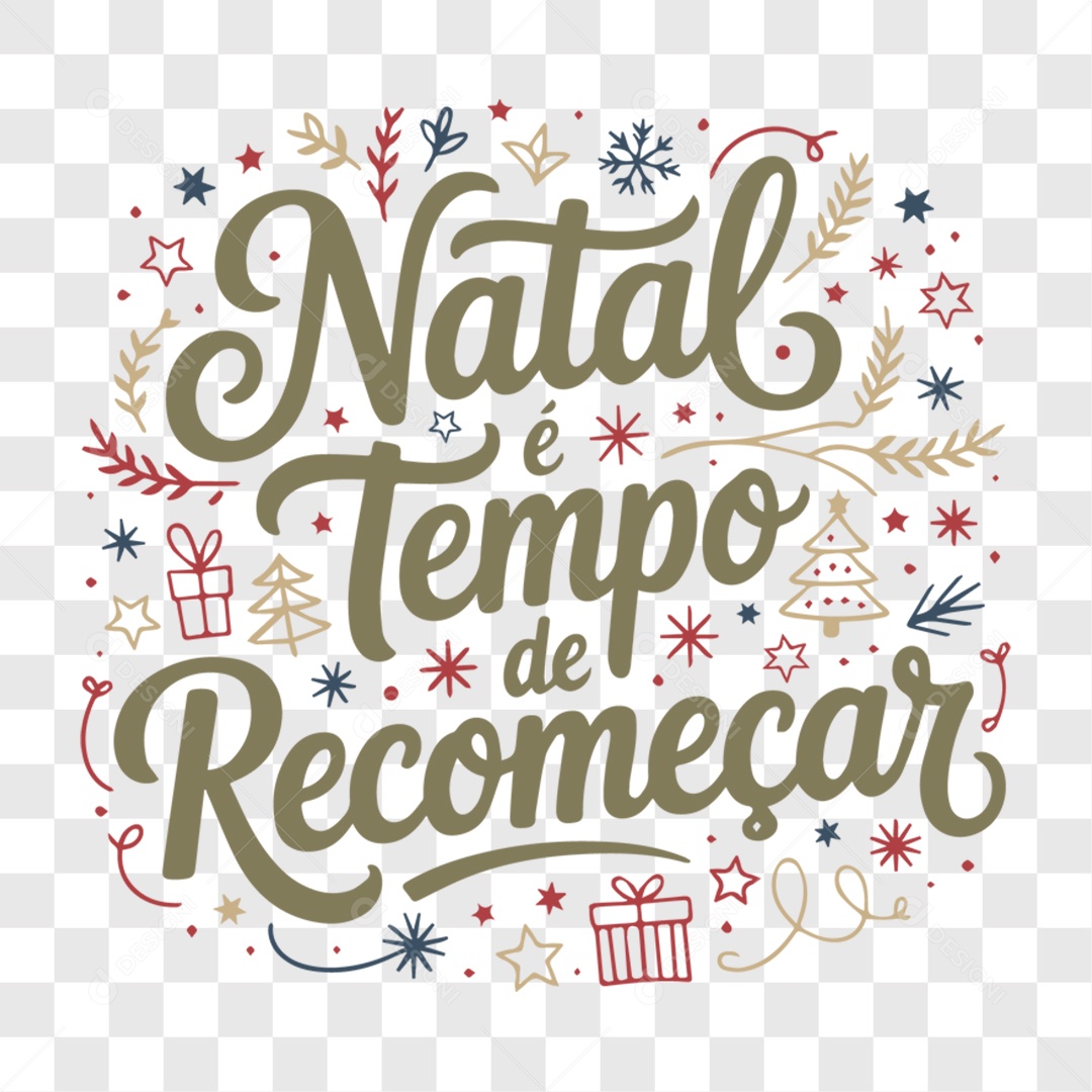 Lettering Natal é Tempo de Recomeçar EPS + PNG