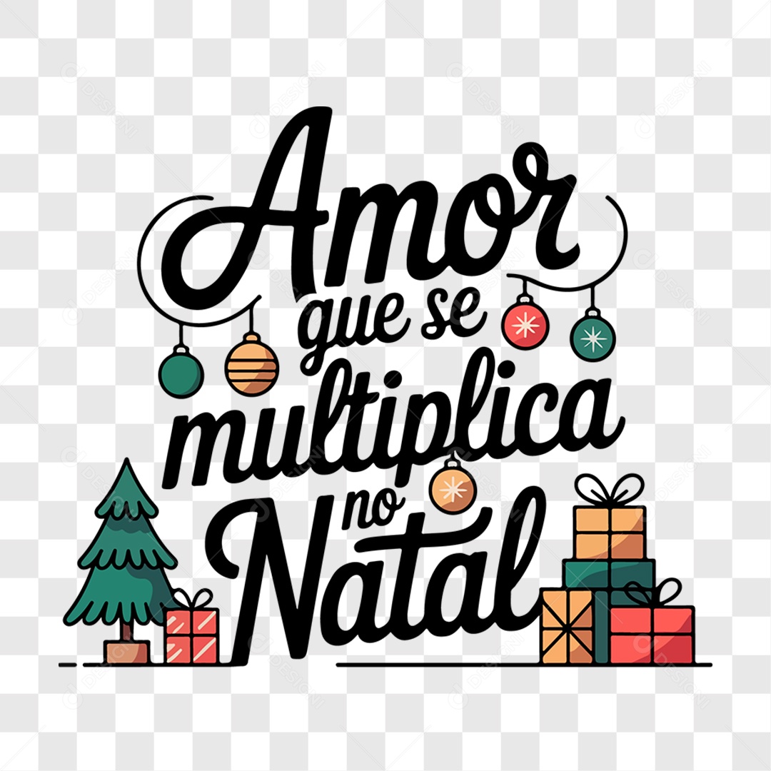Lettering Amor Que Se Múltiplica no Natal EPS + PNG