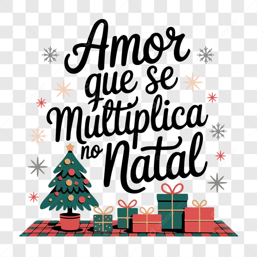 Lettering Amor Que Se Múltiplica no Natal EPS + PNG