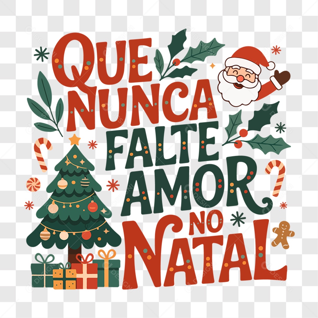 Lettering Que Nunca Falte Amor no Natal EPS + PNG