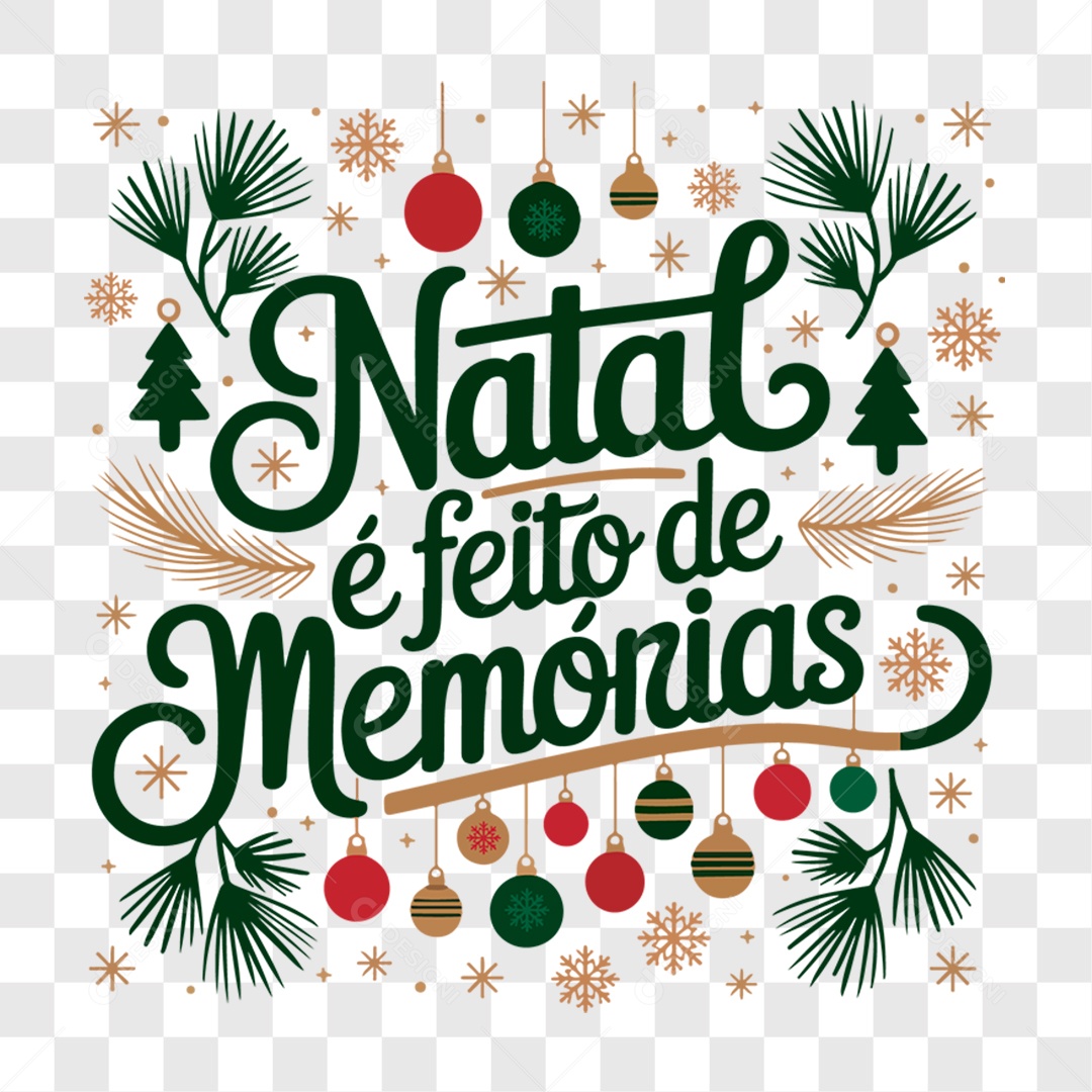 Lettering Natal é Feito de Memórias Doces EPS + PNG