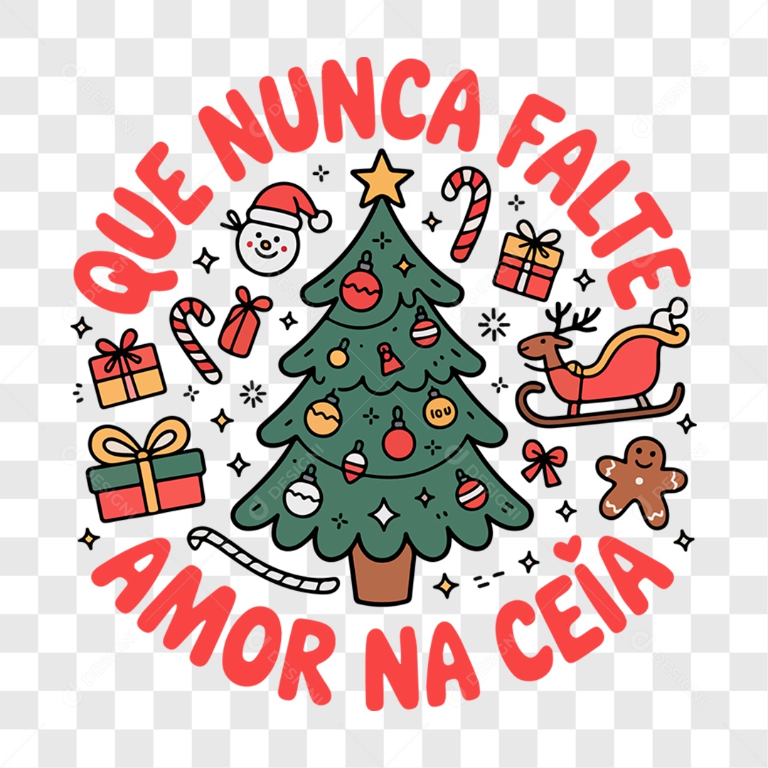 Lettering Natal Que Nunca Falte Amor na Ceia EPS + PNG