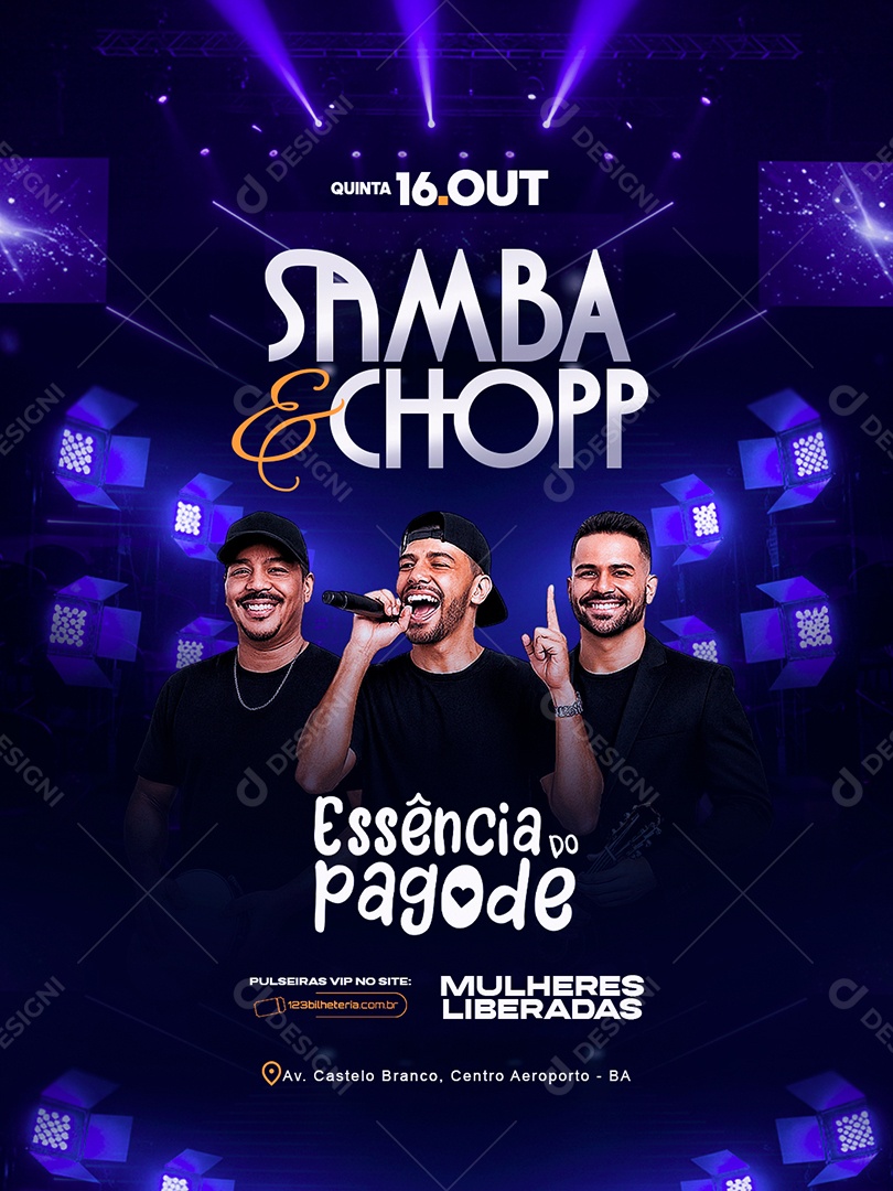 Flyer Samba e Chopp Social Media PSD Editável