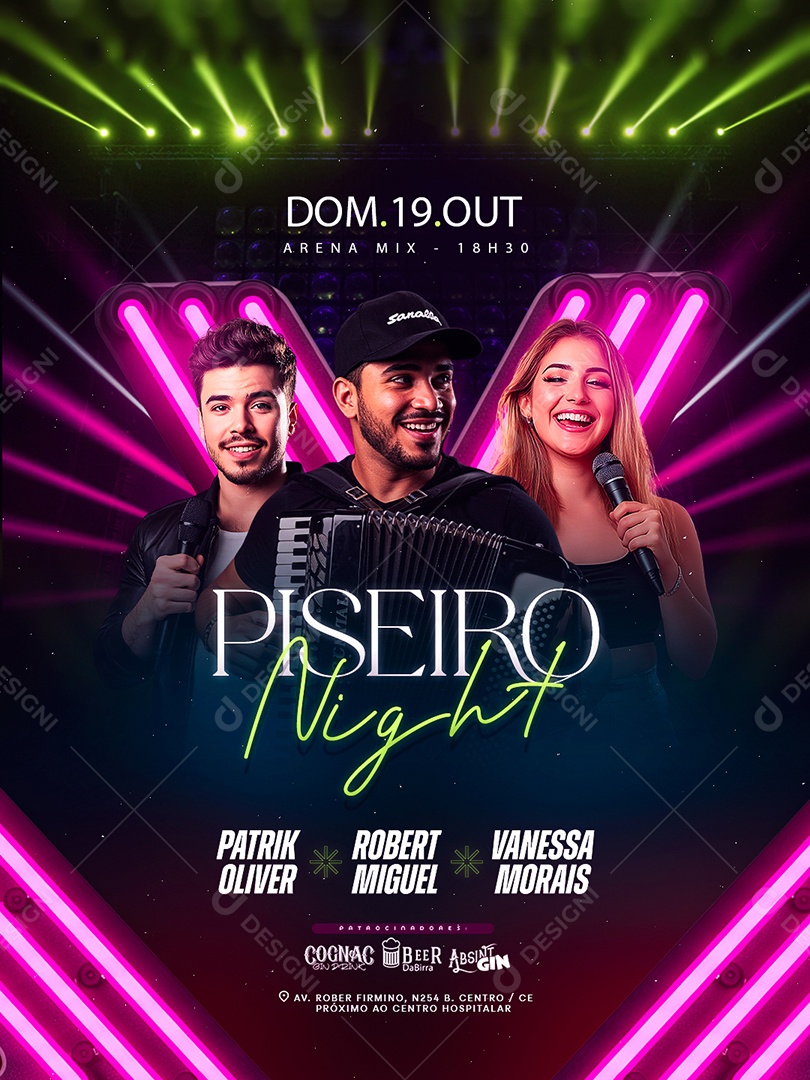 Flyer Piseiro Night Social Media PSD Editável