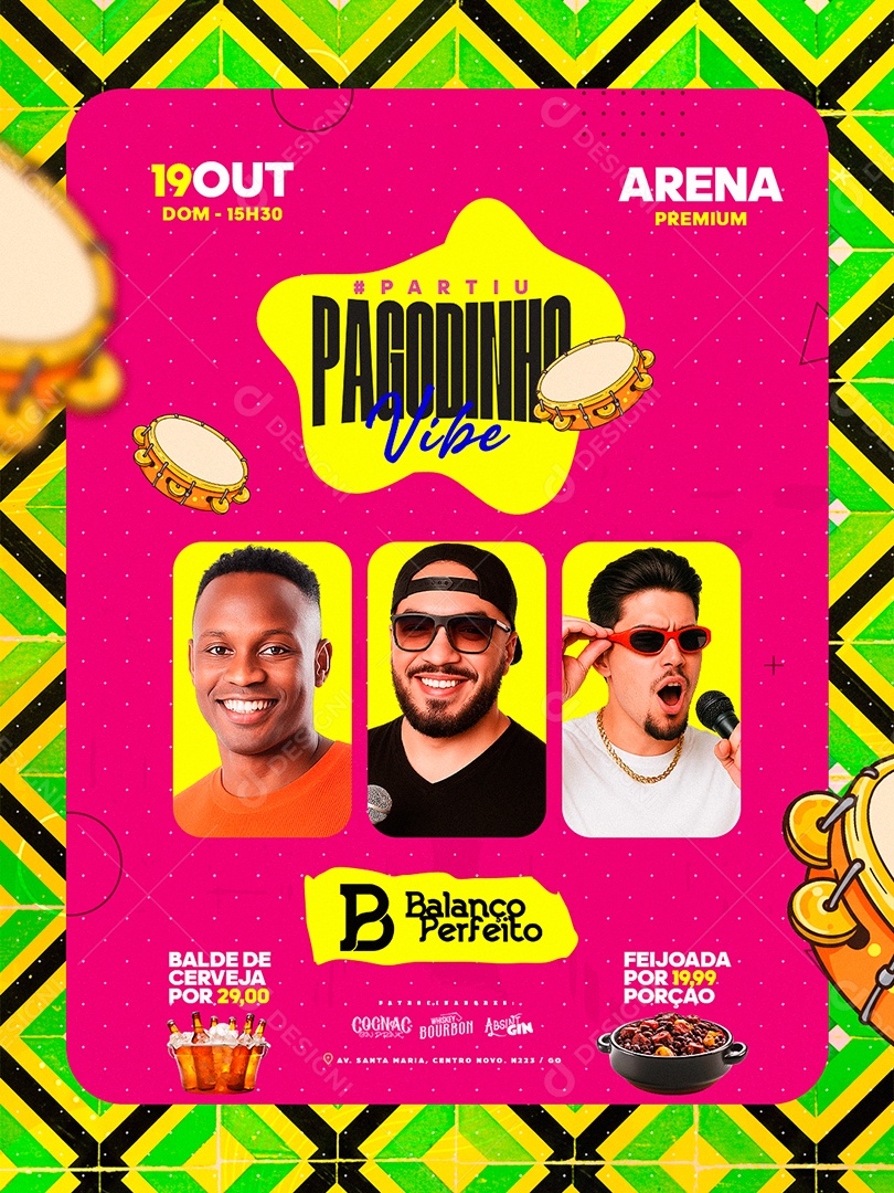 Flyer Partiu Pagodinho Vibe Social Media PSD Editável