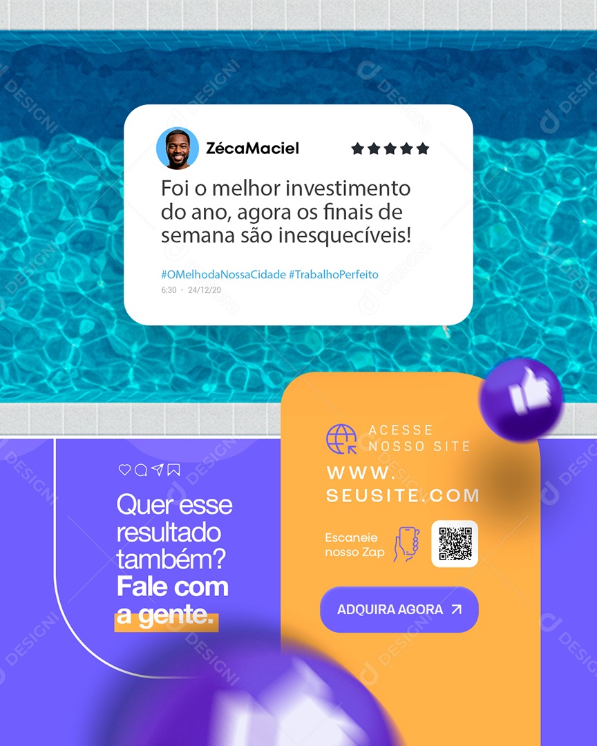 Piscinas Feedback Quer esse Resultado Também Social Media PSD Editável