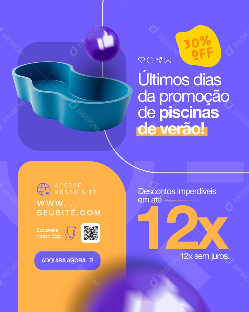 Últimos Dias da Promoção de Piscinas de Verão Social Media PSD Editável