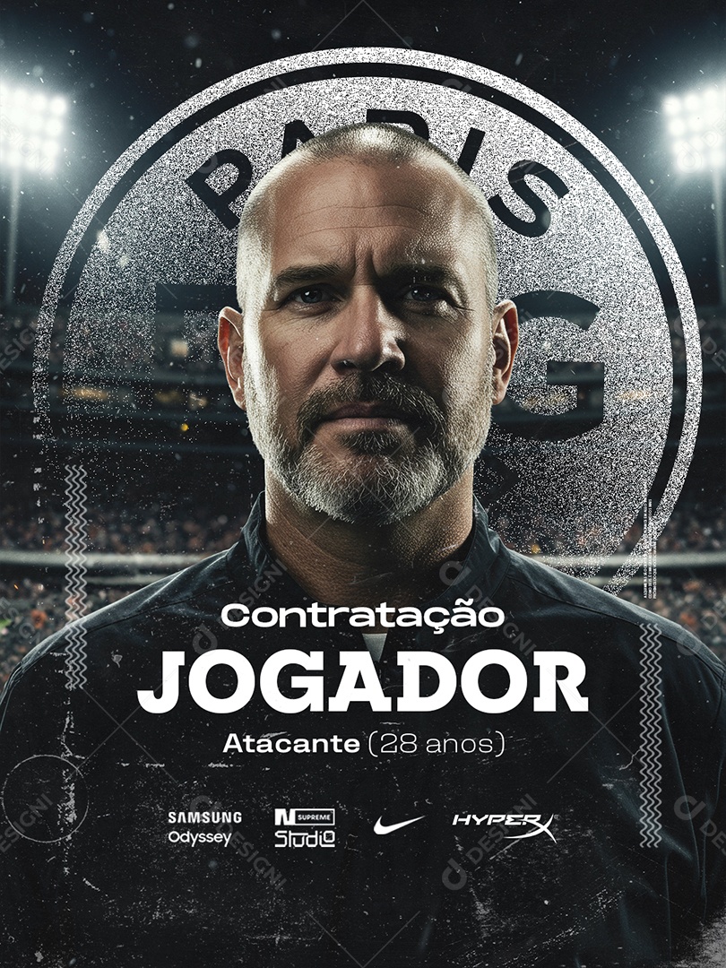 Transferência Contratação Jogador Atacante Social Media PSD Editável