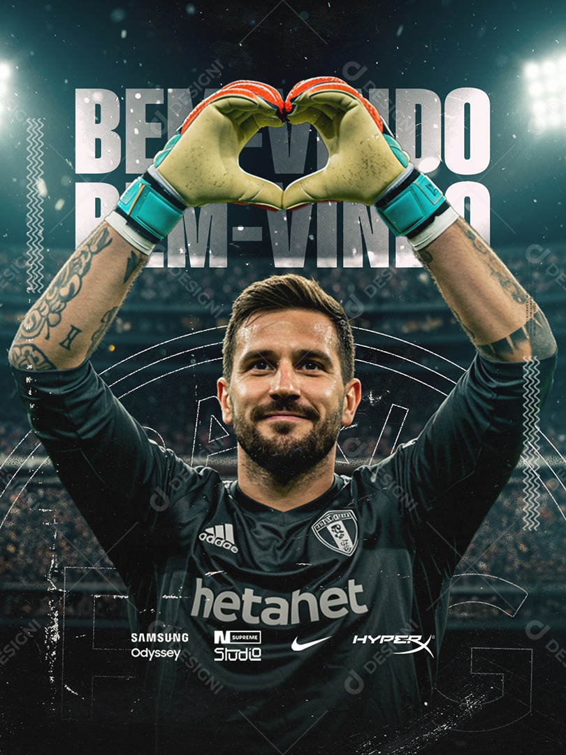 Transferência Goleiro Bem Vindo Social Media PSD Editável