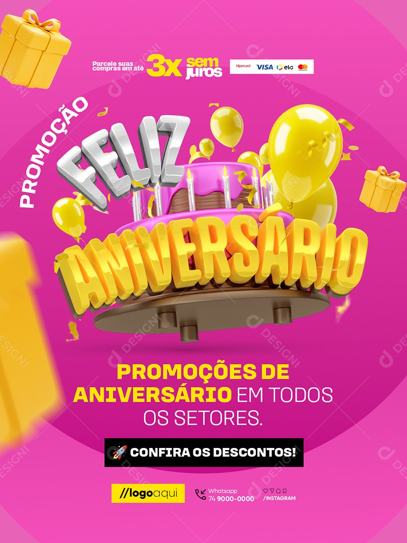Promoção Feliz Aniversário Loja de Eletrodomésticos Promoções Social Media PSD Editável