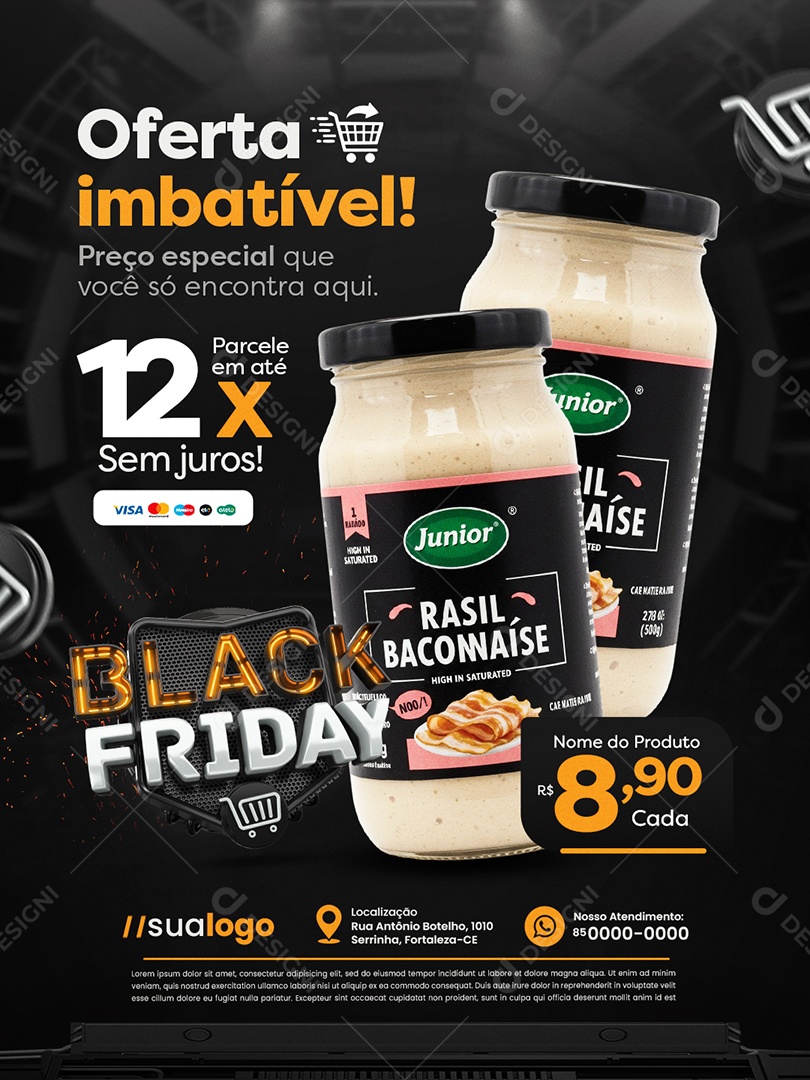 Black Friday Supermercado Oferta Imbatível Social Media PSD Editável