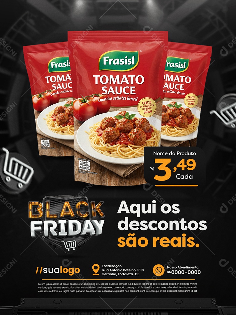 Black Friday Supermercado Aqui os Descontos São Reais Social Media PSD Editável