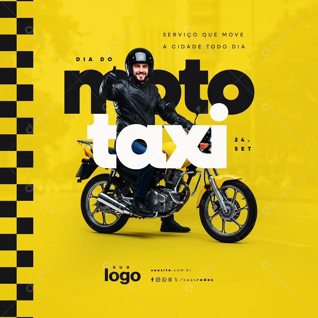Dia do Mototaxista 24 de Setembro Social Media PSD Edtável