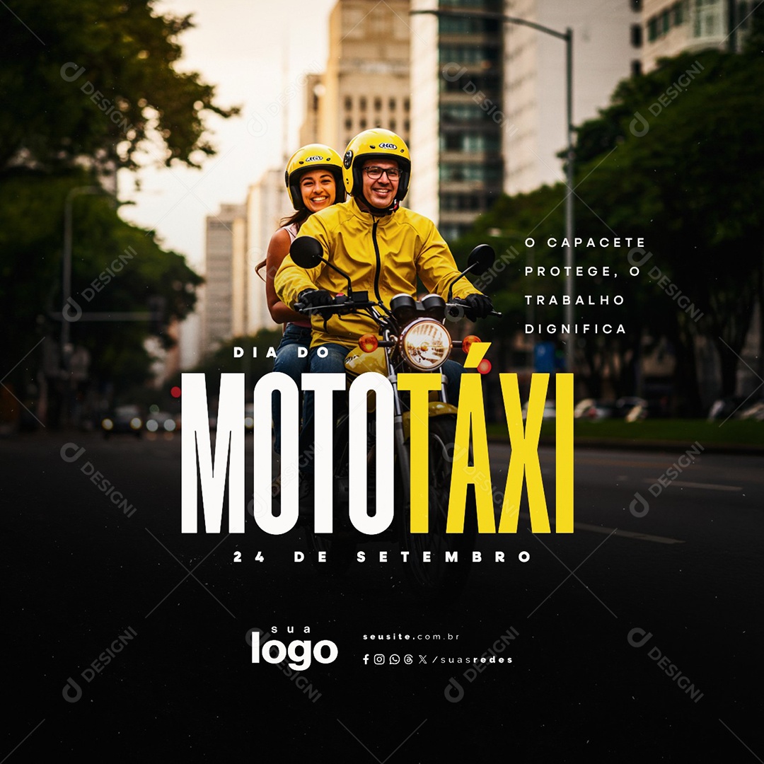 Dia do Mototaxista 24 de Setembro O Capacete Protege Social Media PSD Edtável