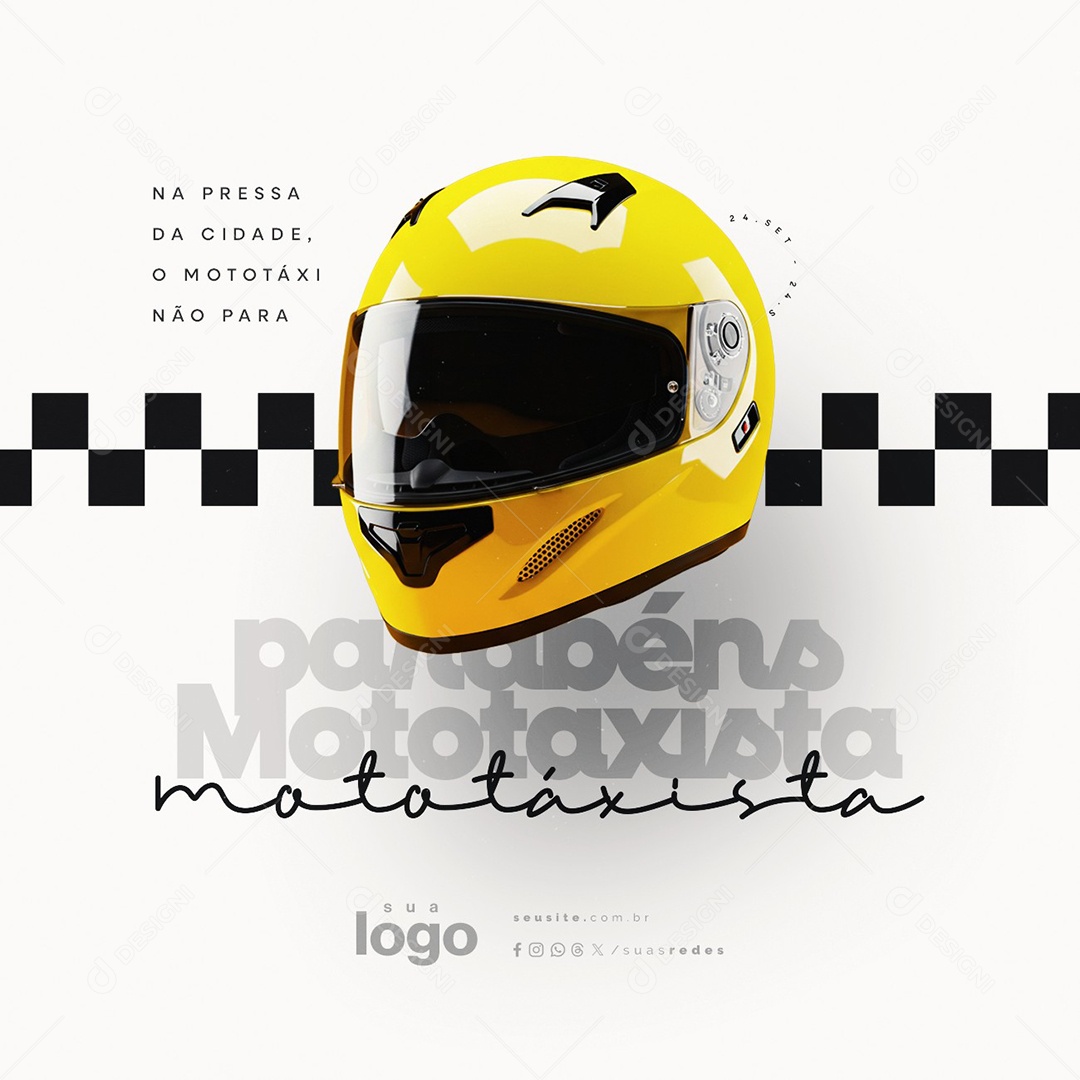 Dia do Mototaxista 24 de Setembro Na Pressa da Cidade Social Media PSD Edtável