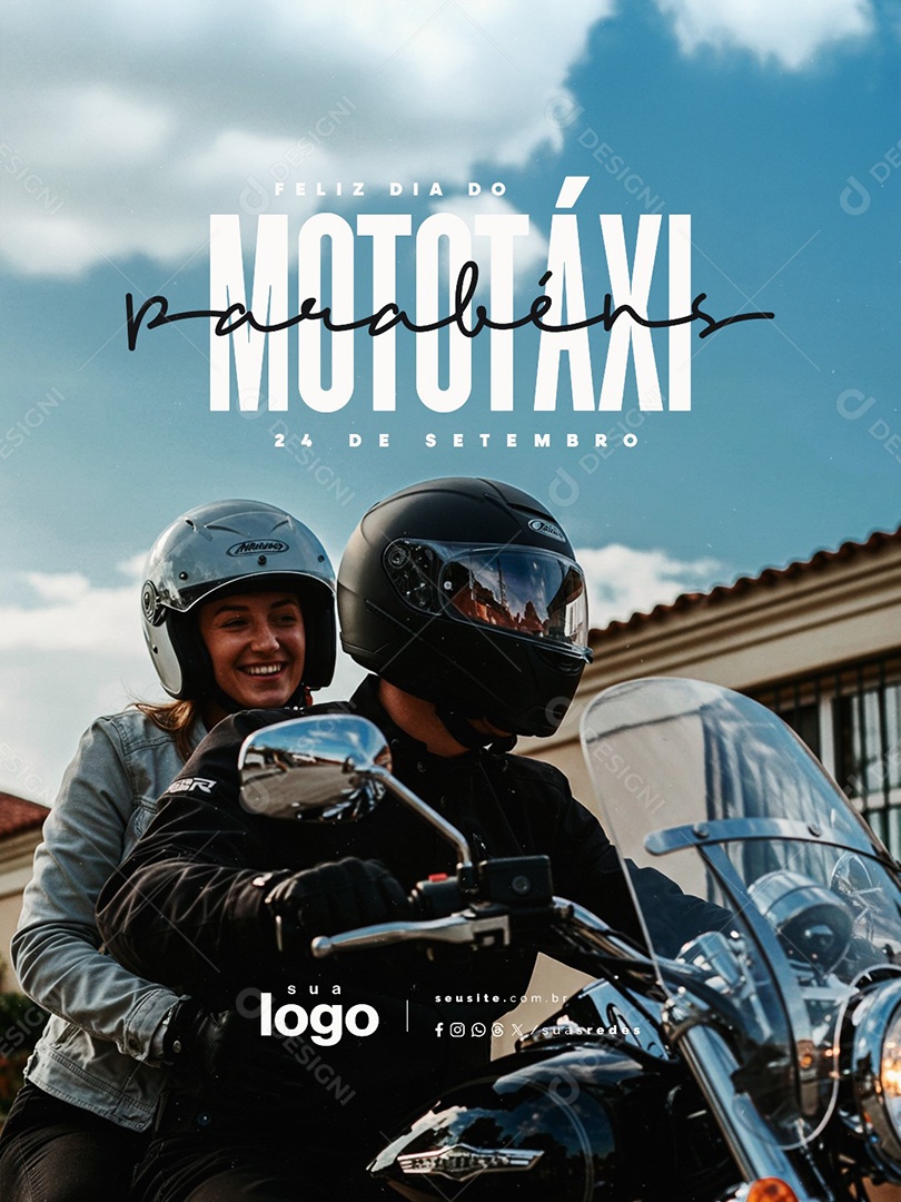 Feliz Dia do Mototaxista 24 de Setembro Parabéns Social Media PSD Edtável
