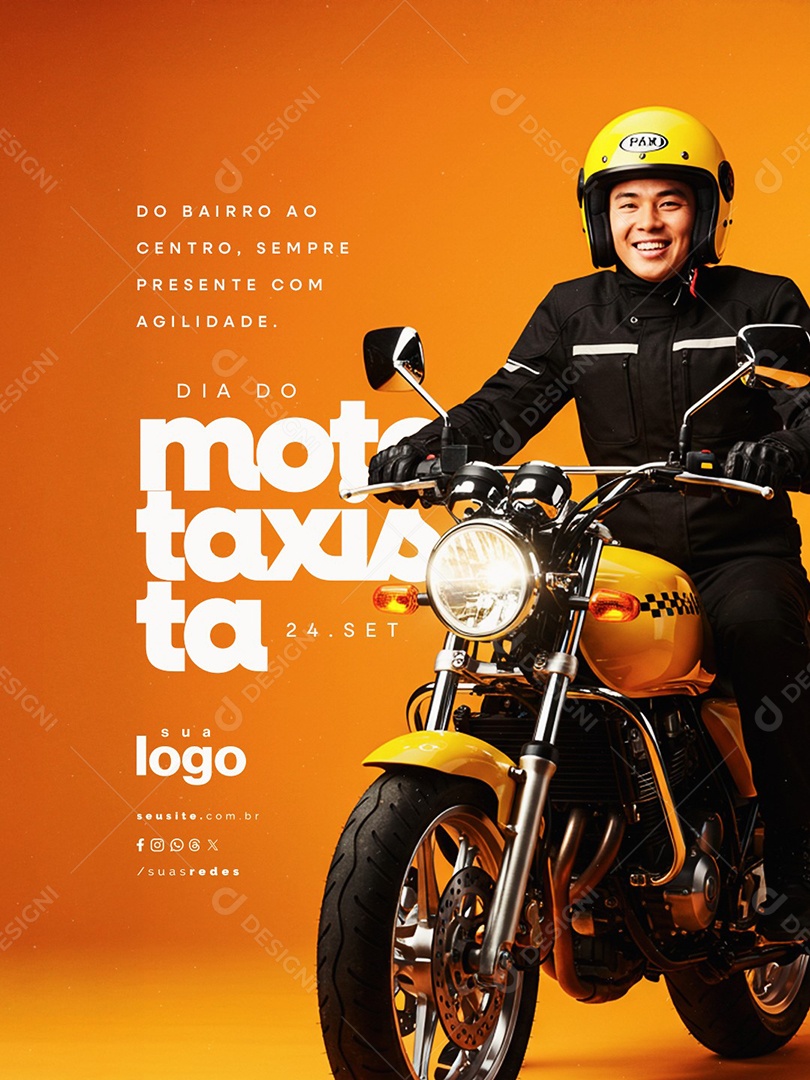 Dia do Mototaxista 24 de Setembro Do Bairro ao Centro Social Media PSD Edtável