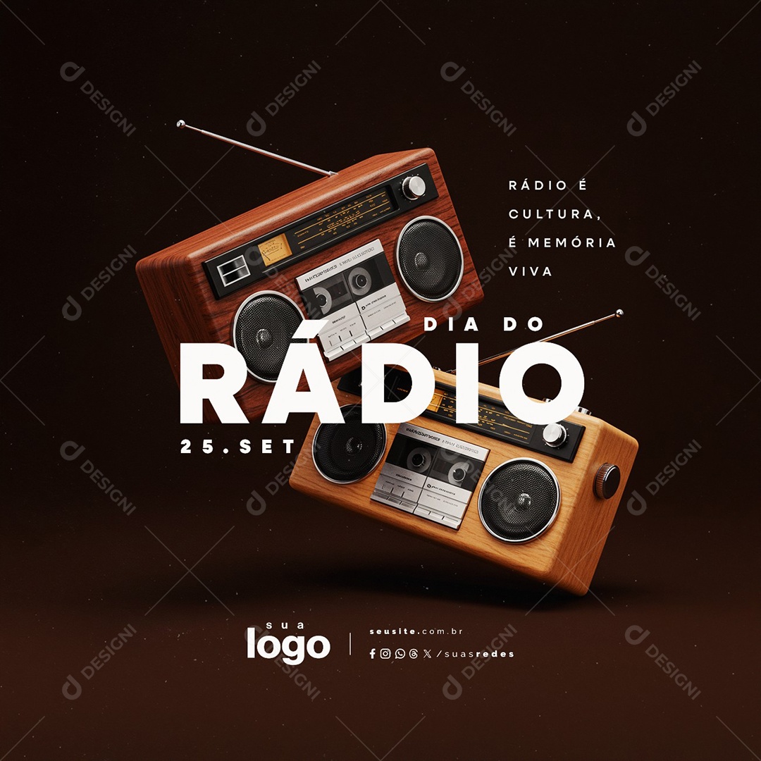 Dia do Rádio 25 de Setembro Social Media PSD Editável
