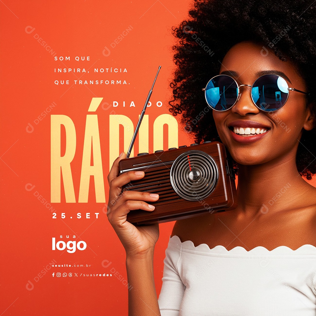 Dia do Rádio 25 de Setembro Som Que Inspira Social Media PSD Editável