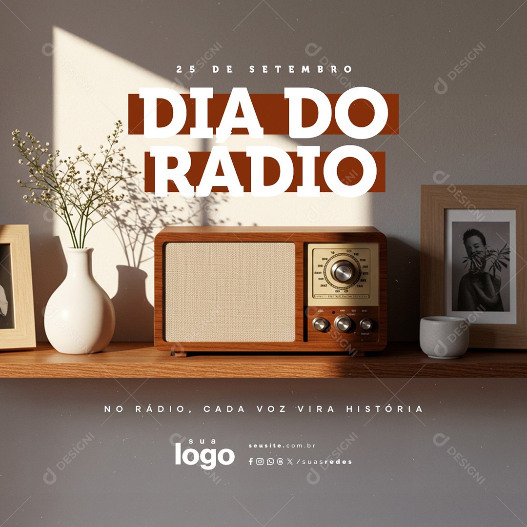 Dia do Rádio 25 de Setembro Social Media PSD Editável