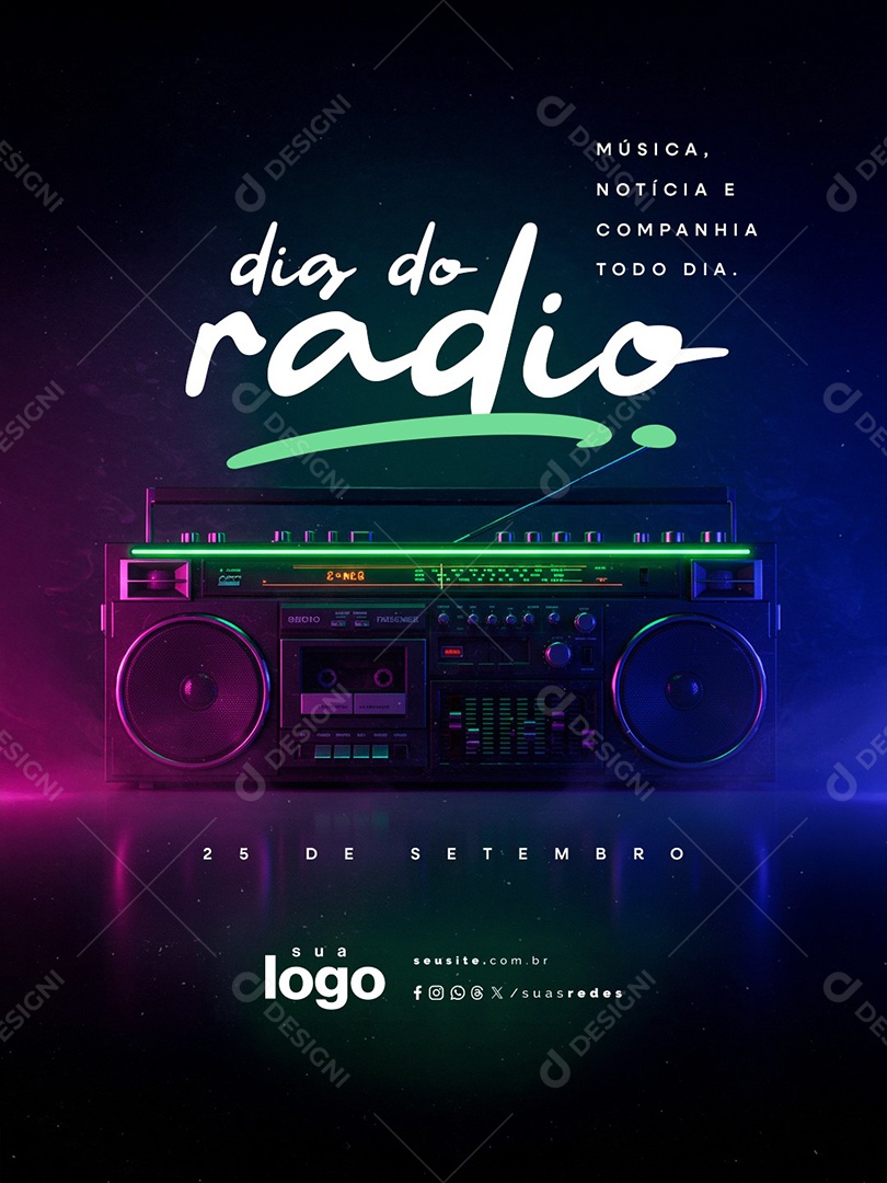 Dia do Rádio 25 de Setembro Social Media PSD Editável