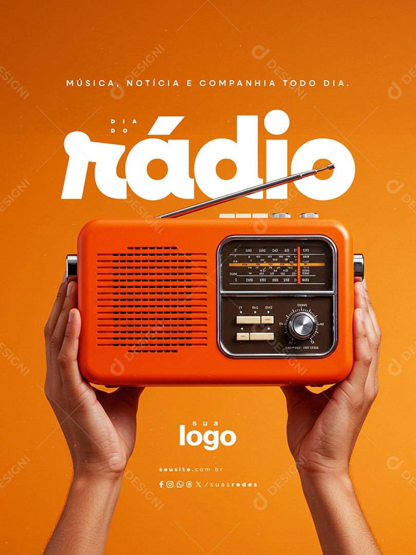 Dia do Rádio 25 de Setembro Música Notícia e Companhia Social Media PSD Editável