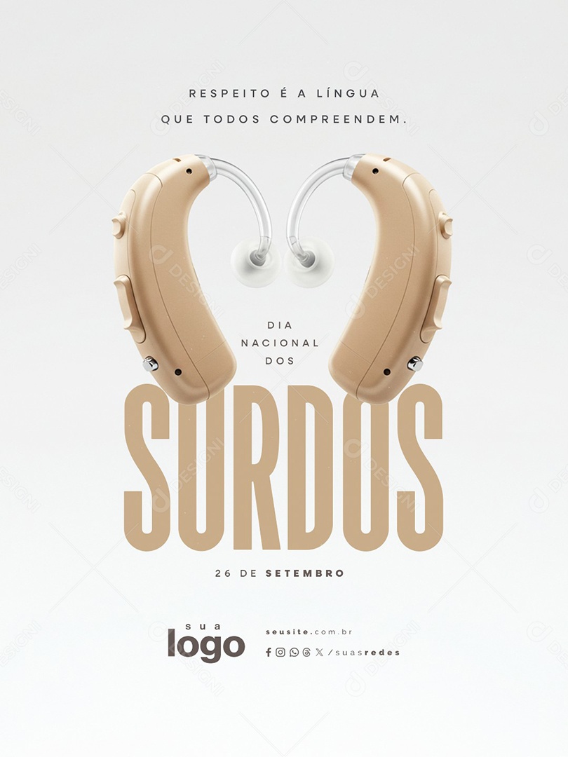 Dia Nacional dos Surdos 26 de Setembro Respeito é a Língua Social Media PSD Editável